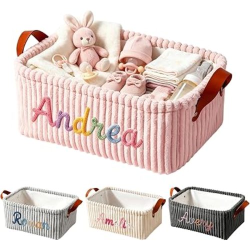 Personalized Baby Storage Basket Diaper Caddy for Newborn New Mom