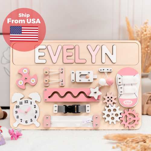 Personalized Name Puzzle & Busy Board, Montessori Wooden Toy, Gift for Baby Girl, First Birthday Gift, Gifts For Kids, Baby Toy, Baby Gift