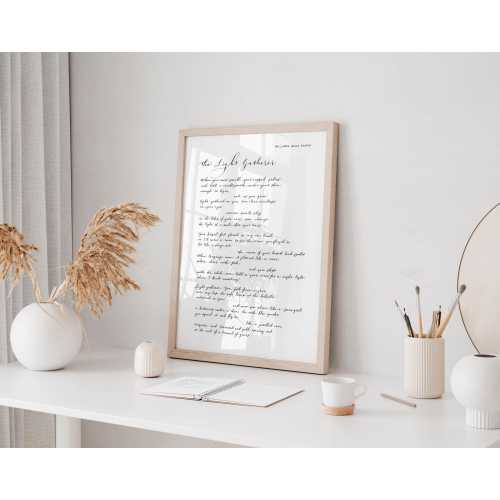 The Light Gatherer Poem Print - Carol Ann Duffy