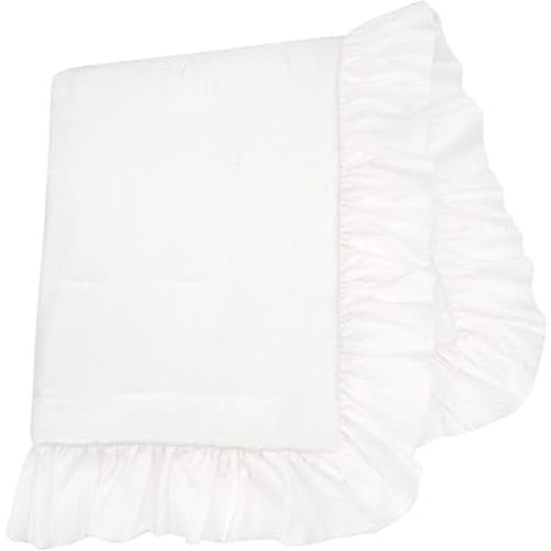 Lambs & Ivy Signature White Cotton Sateen Ruffle Baby/Toddler Quilt