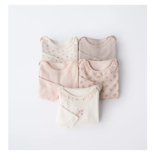 FIVE-PACK OF FLORAL PRINT BODYSUITS - Dusty pink | ZARA United States