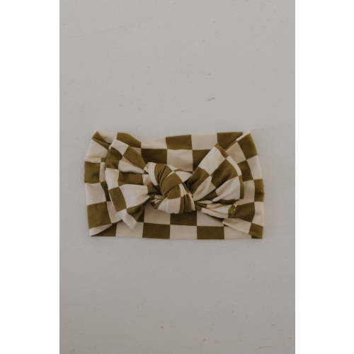 Bamboo Head Wrap | Olive Checkerboard