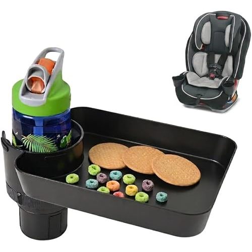 Car Seat Tray, Adjustable Base, Silicone-Supported Anti-Shake Cup Holder