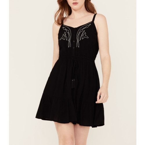Idyllwind Women's Wilsonia Western Embroidered Sleeveless Button-Down Mini Dress