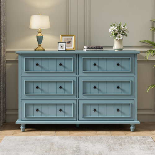 Lark Manor™ Amarilys 6 Drawers 47.2''W Retro Style Double Dresser & Reviews | Wayfair