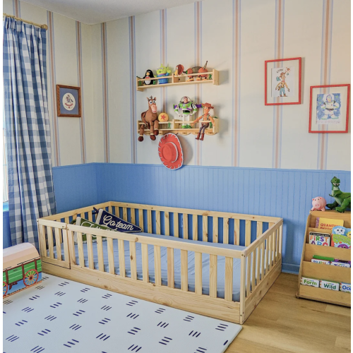 Floor Bed with Gate - Twin Floor Bed | Wood, Safe Rail – Custom Kids Furniture