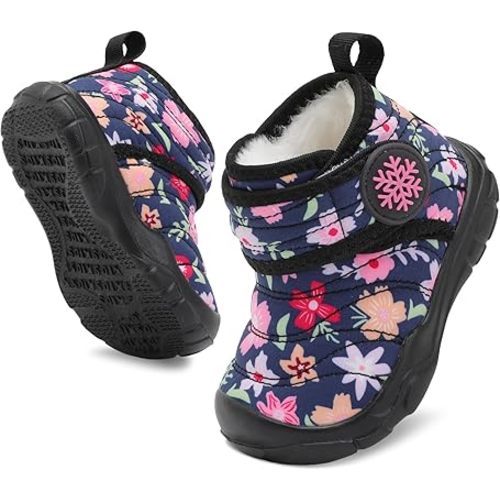 BARERUN Barefoot Baby Boys Girls Boots Warm Winter House Shoes for Toddler Girls Boys Waterproof Fleece Kids Snow Boots Faux Fur Infant Booties Walking Shoes for Indoor Outdoor