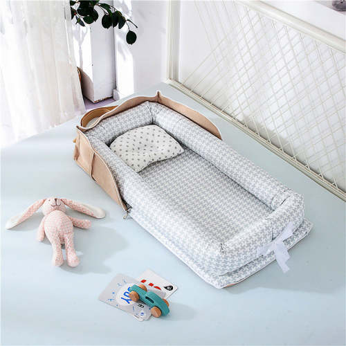 Baby Joy Cotton Portable Foldable Baby Bed - Houndstooth