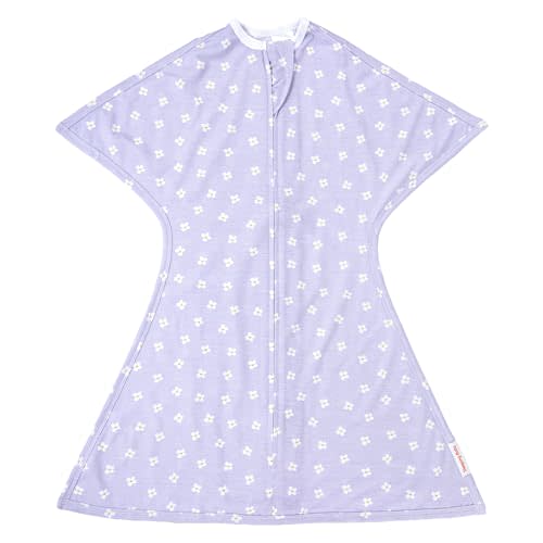 SleepingBaby Zipadee-Zip Transition Swaddle - Cozy Baby Swaddle Blanket with Zipper Convenience - Roomy Wearable Blanket for Easy Diaper Changes - Paperwhite Flowers, X-Small (3-6 Month)