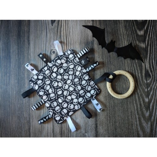 Goth Baby Crinkle Toy – High Contrast Sensory Play - Skull pattern