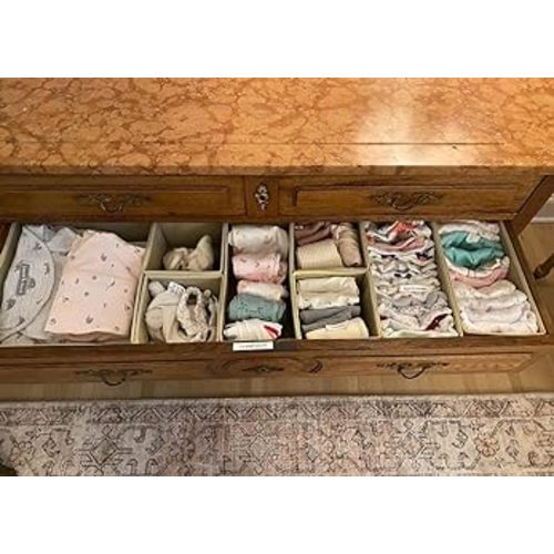 12 Pack Drawer Organizers for Clothing, Foldable Clothes Drawer Organizer for Underwear, Folded Clothes, Baby Clothing, Socks, Bra, Towels, Ties - Multi-pack Clothes Organizer Storage Box (Pink)
