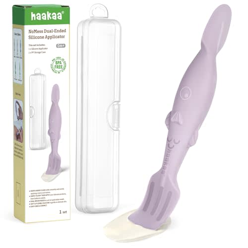 haakaa Baby Diaper Cream Spatula, NoMess Dual-Ended Silicone Diaper Rash Cream Applicator with Hygienic Case, Butt Spatula for Baby
