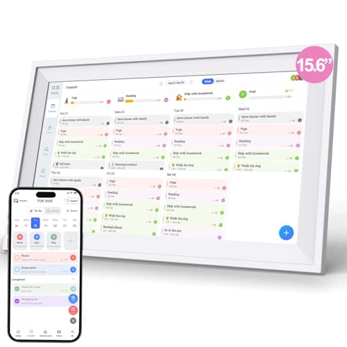 Ascrecem 15.6 IN Digital Calendar Chore Chart IPS Interactive Touchscreen Electronic Calendar Suitable for Keeping Track of Family Schedules Cooking Plan Share Photo and Video Wall or Desktop Mounting