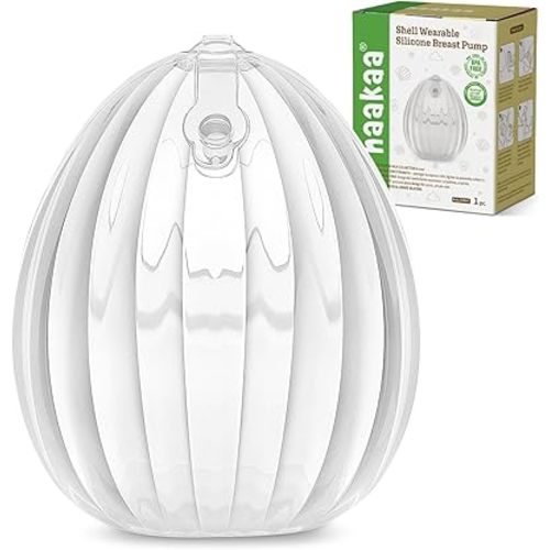 haakaa Wearable Breast Pump, Silicone Shell Breast Pump - Hands Free, Passive Breast Milk Collector Shield for Newborns, Breastfeeding, 120ml-1 pc