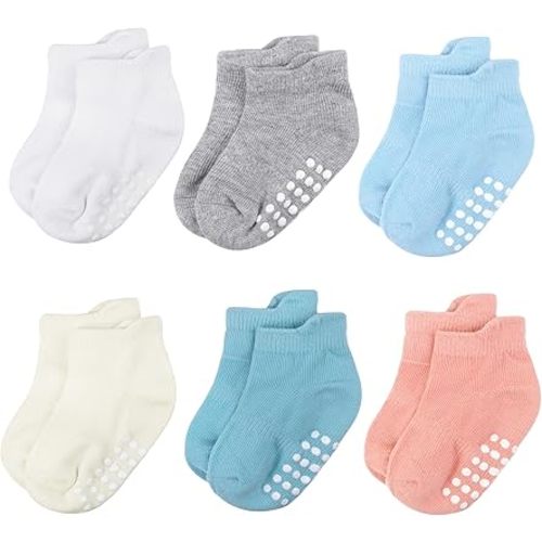 Baby and Toddler Socks,Soft Cotton Non-Slip Ankle Socks for New Born,Boys and Girls