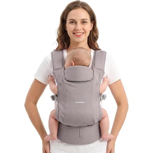 Yoofoss Baby Carrier - Ergonomic Lightweight, Adjustable Flip 4-in-1 with Hip & Lumbar Support, No Back Pain, Effortless to Put On, Baby Carrier Newborn to Toddler 7-35 lbs, Oatmeal