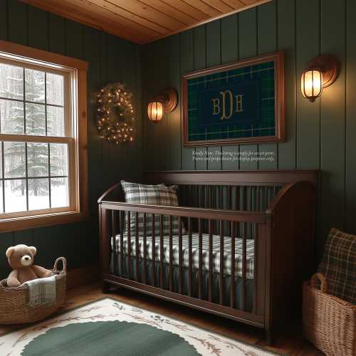Over Crib Monogram Art Print for Baby Boy Nursery: Traditional Plaid