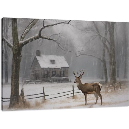 MODOJOART Pig Canvas Wall Art, Pink Pig with Flowers Painting Print Cute Animal Style Poster Photo for Bedroom Study Decor(Artwork-07, 12"x18")