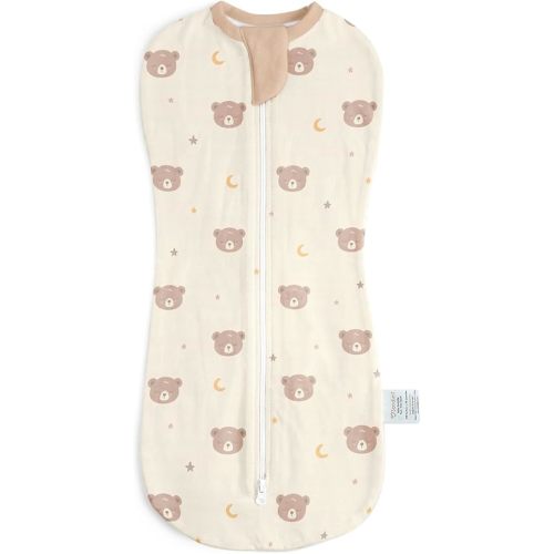 Baby Swaddle 0-2 Months, Cotton Arm-In Zipper Sleep Sack, Wearable Blankets Wrap for Newborn Infant Girls and Boys (Bear, Pack of 1)