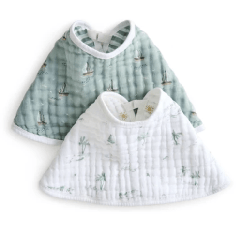 organic cotton muslin burpy bibs 2 pack - sailing seas