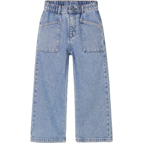 KIDSCOOL SPACE Baby Girls Boys Jeans, 12M-5T Little Kids Ribbed Waist with D-Rings Denim Pants
