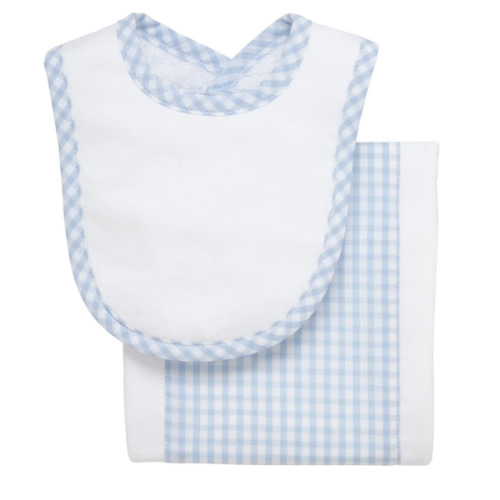 Big Check Drooler Bib & Burp Set