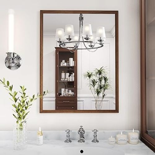 WEER Walnut Bathroom Mirror 22X30 Inch Rectangle