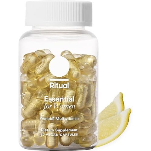 Ritual Essential for Women Prenatal Multivitamin: Folate & Choline for Neural Tube Support, Omega-3 DHA for Fetal Brain Development, Iron, Calcium-Helper D3 & K2, Non-GMO, Vegan, Citrus, 30 Days
