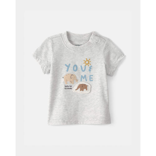 Baby 'Let's Be Friends' Graphic Tee - Grey