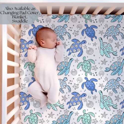 Sea Turtle bedding Baby Ocean Nursery decor baby shower gift Turtle crib sheet boy Nautical Nursery bedding Turtle blanket for newborn gift