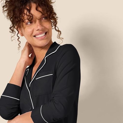 Amazon Essentials Women's Cotton Modal Long-Sleeve Shirt and Full-Length Bottom Pajama Set - Medium