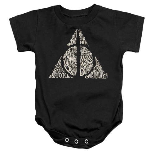 Harry Potter Together Make the Deathly Hallows Unisex Infant Snap Suit for Baby, Black, Large