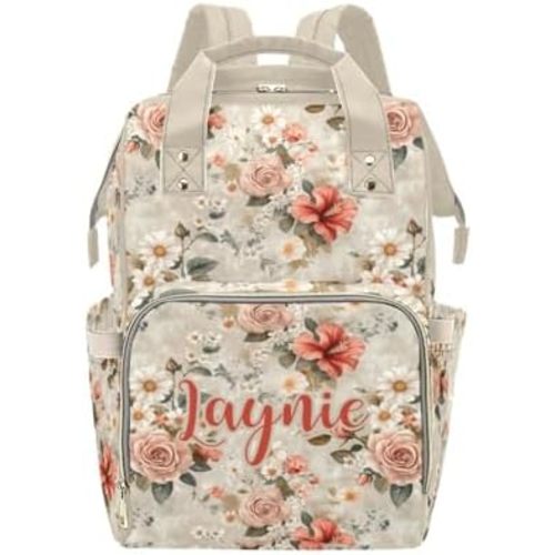 Personalized Floral Diaper Bag with Name for Girls, Custom Flower Diaper Bag Backpack, Girl Diaper Bag, Baby Shower Gifts, Personalized Baby Bag, Multiuse Backpack, New Mom Gift