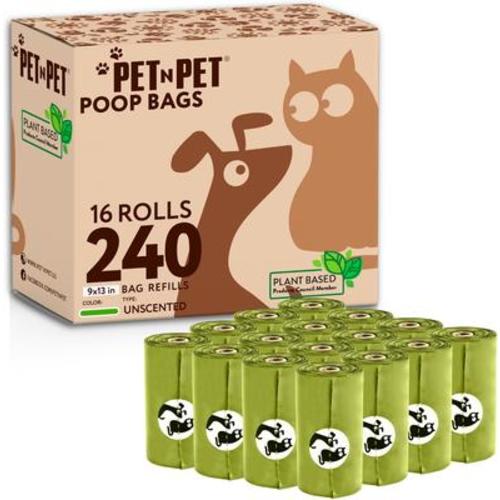 PET N PET Plant Based Dog Poop Bags, Refill Rolls, Unscented, Green, 240 count - Chewy.com