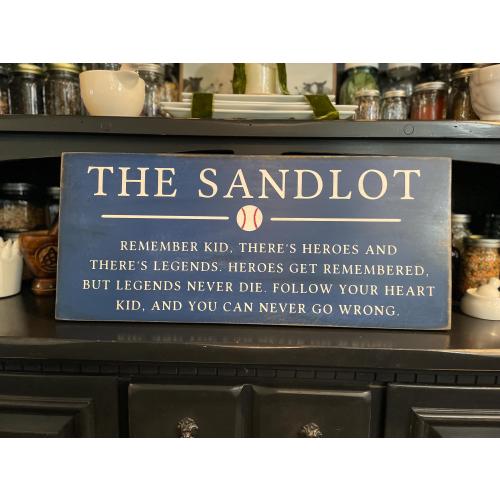 Hand Painted The Sandlot Sign: Nautical Navy Blue Distressed Wood