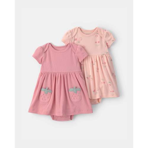 Baby Girl 2-Pack Strawberry Short-Sleeve Dresses - Pink