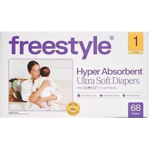 Free~Style Hyper Absorbent Ultra Soft TCF Luxury Diapers, Size 1, 68 Count