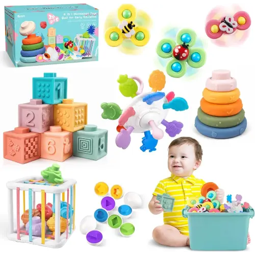 Plunack Montessori Toys 6 in 1 Sensory Developmental Learning Set