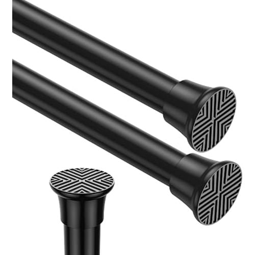 2pack Spring Tension Curtain Rods 18-36 Inch Adjustable Black Tension Rod