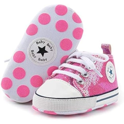 KIDSUN Tutoo Unisex Baby Boys Girls High Top Sneaker Soft Anti-Slip Sole Newborn Infant First Walkers Canvas Denim Shoes