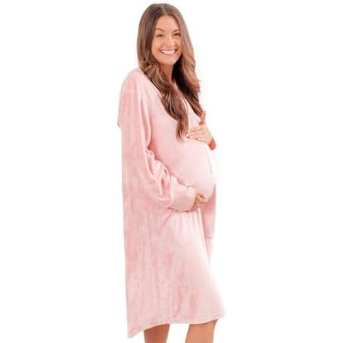 Nursing Robe for Breastfeeding - Postpartum Nursing Gown w/Breastfeeding Zip - Cozy Maternity Postpartum Loungewear for Moms