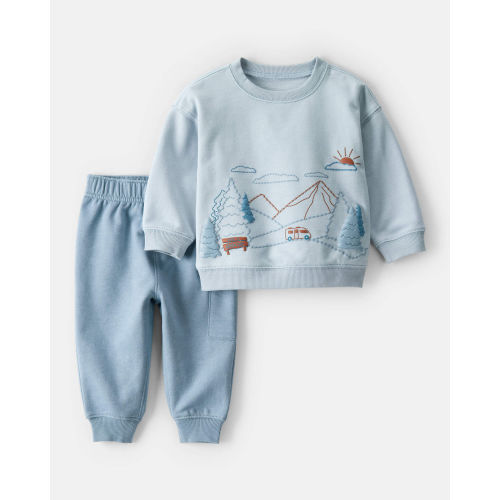 Baby Boy 2-Piece DayDream Fleece Mountain Pullover & Pant Set - Blue | Carter's