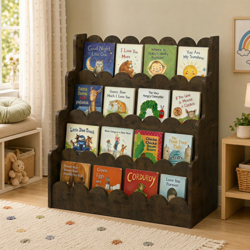 Isabelle & Max™ Abdoulmalik Wavy Wooden Front Facing Bookshelf & Reviews | Wayfair