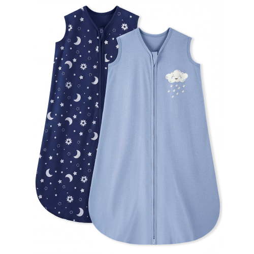 YOOFOSS Baby Sleep Sack 0-6 Months Wearable Blanket for Babies 100% Organic Cotton 2-Way Zipper TOG 0.5 Toddler Sleeping Sack 2 Pack, Sleep Sacks