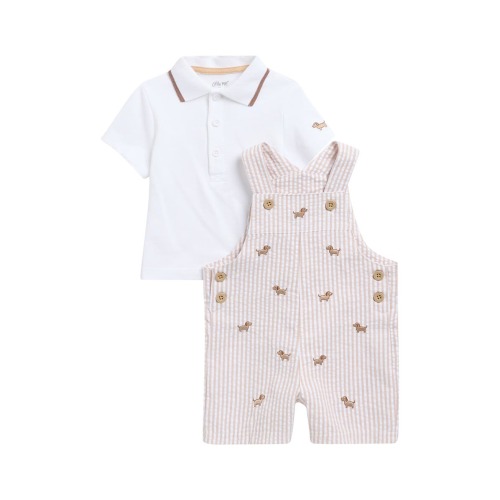 Puppies Polo Shirt & Shortalls Set, 3M
