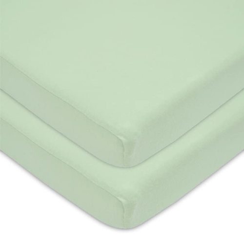 American Baby Company 2 Pack 100% Natural Cotton Fitted Pack and Play Sheets 39" x 27" - Soft & Breathable Pack N Play Sheets for Playard & Mini Crib Mattress, Celery, for Boys & Girls