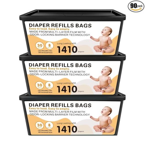 Diaper Pail Easy Roll Refill Bags,Compatible with Genie Easy Roll Signature