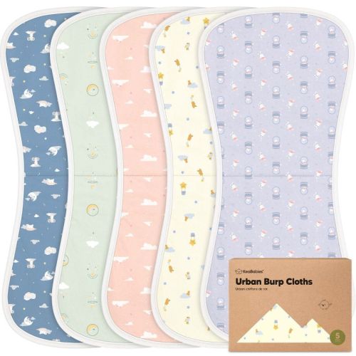 KeaBabies 5pk Urban Baby Burp Cloths, Organic Burping Cloth for Babies, Burp Rags for Baby Girls, Boys