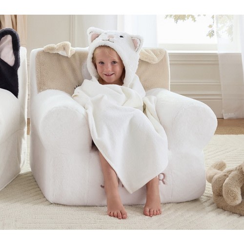Kitty Faux Fur Kid Hooded Towel