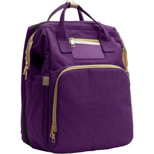 Diaper Backpack with Changing Station & USB Port – 4‑in‑1 Travel Baby Bag for Mom & Dad, Stroller Straps Included (Black, Gray, Purple)